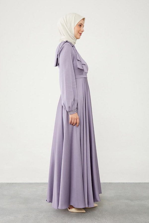 LevidorLevidor Lila Omuz Detaylı Elbise