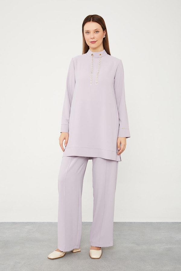 LevidorLevidor Lila Taş Zincir Aksesuarlı İkili Takım