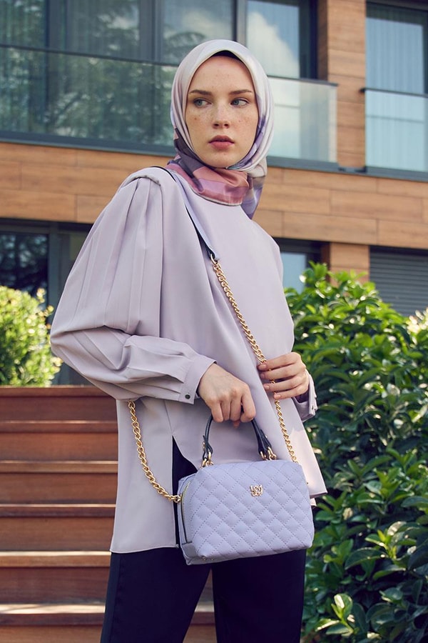 LevidorLevidor Lila Vatkalı kısa bluz