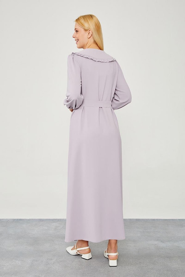 LevidorLevidor Lila Yakası Fırfır Detaylı Elbise