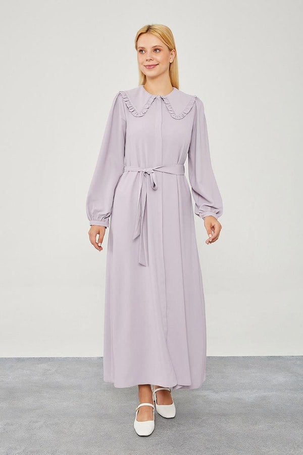 LevidorLevidor Lila Yakası Fırfır Detaylı Elbise