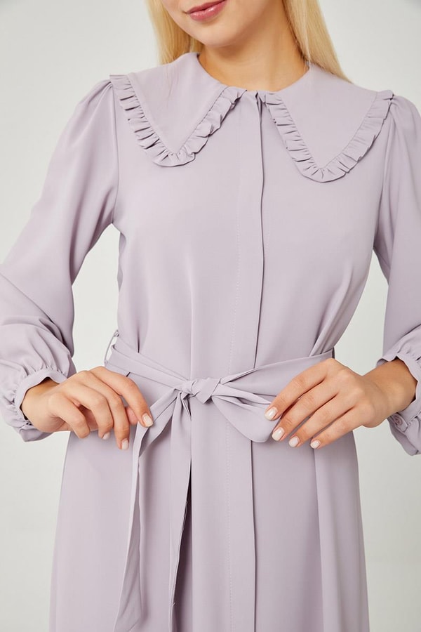 LevidorLevidor Lila Yakası Fırfır Detaylı Elbise