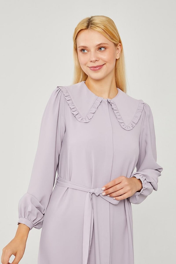 LevidorLevidor Lila Yakası Fırfır Detaylı Elbise