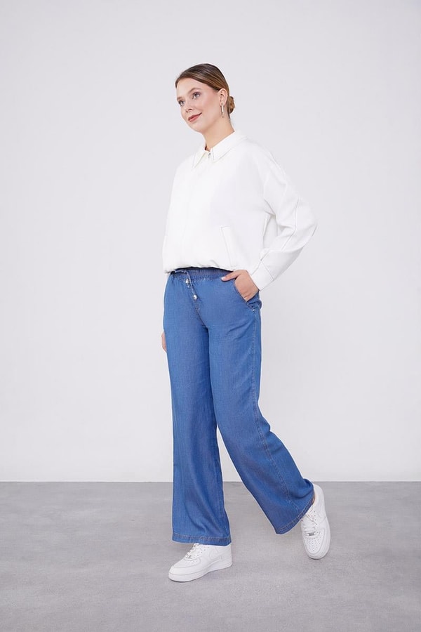 LevidorLevidor Mavi Beli Lastikli Tensel Pantolon