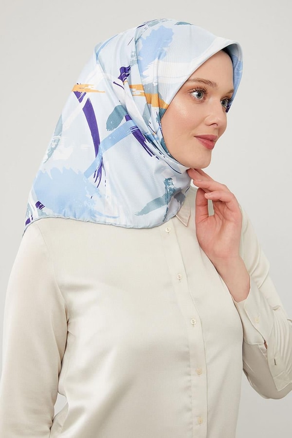 LevidorLevidor Mavi Boya Desen Twill Eşarp