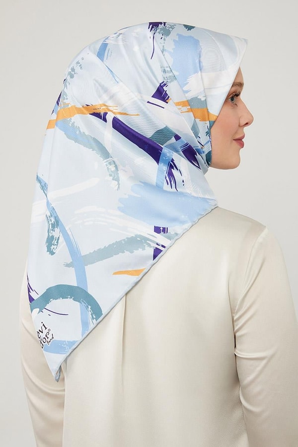 LevidorLevidor Mavi Boya Desen Twill Eşarp