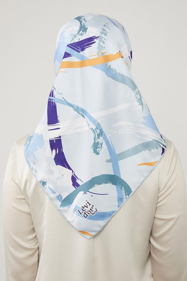 LevidorLevidor Mavi Boya Desen Twill Eşarp
