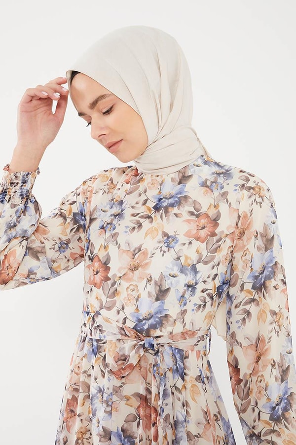 LevidorLevidor Mavi Çiçek desen şifon elbise