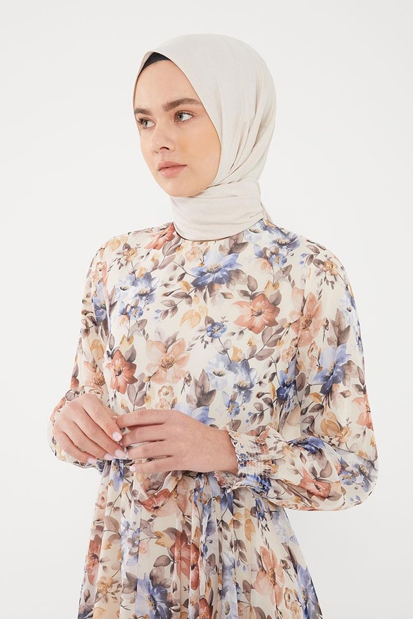 LevidorLevidor Mavi Çiçek desen şifon elbise