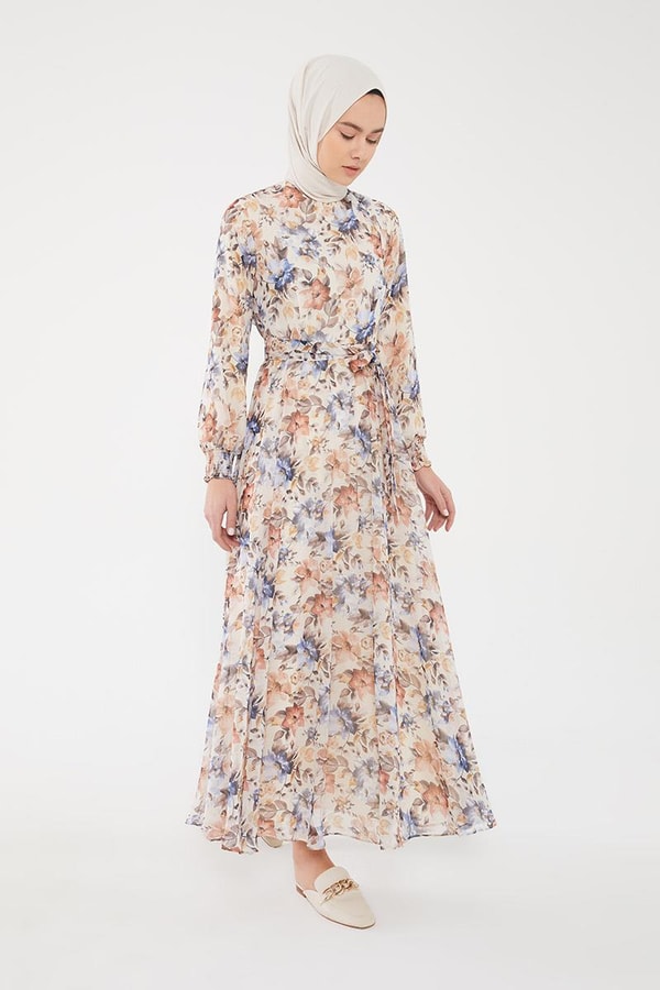 LevidorLevidor Mavi Çiçek desen şifon elbise