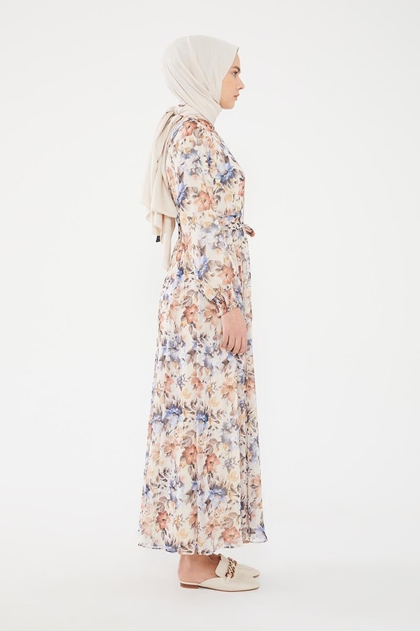 LevidorLevidor Mavi Çiçek desen şifon elbise