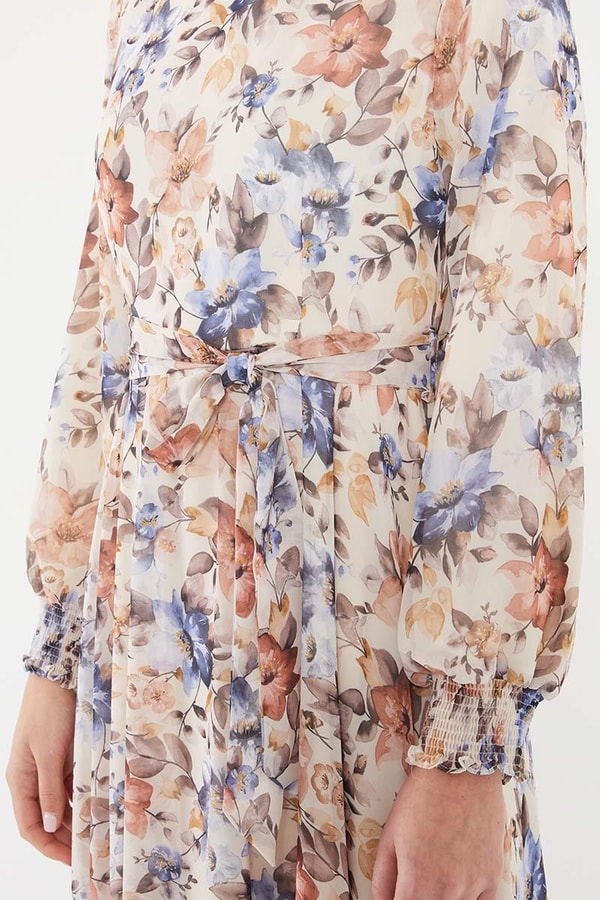 LevidorLevidor Mavi Çiçek desen şifon elbise