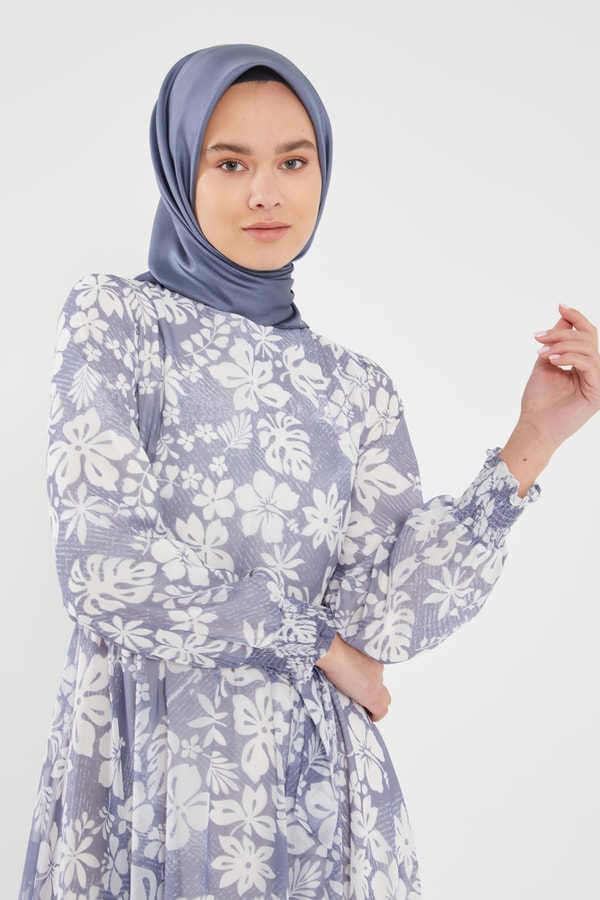 LevidorLevidor Mavi Gipeli şifon desenli elbise