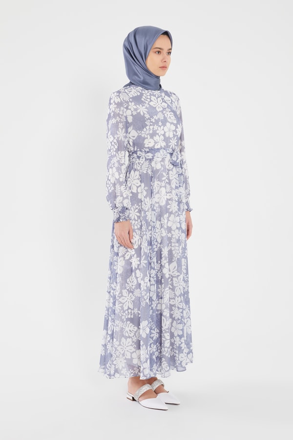 LevidorLevidor Mavi Gipeli şifon desenli elbise