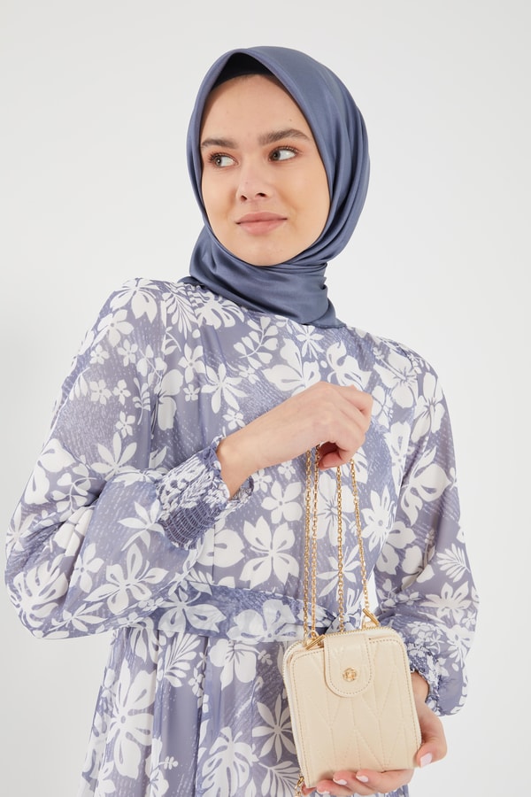 LevidorLevidor Mavi Gipeli şifon desenli elbise