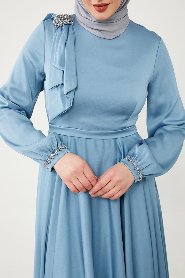 LevidorLevidor Mavi Omuz Detaylı Elbise