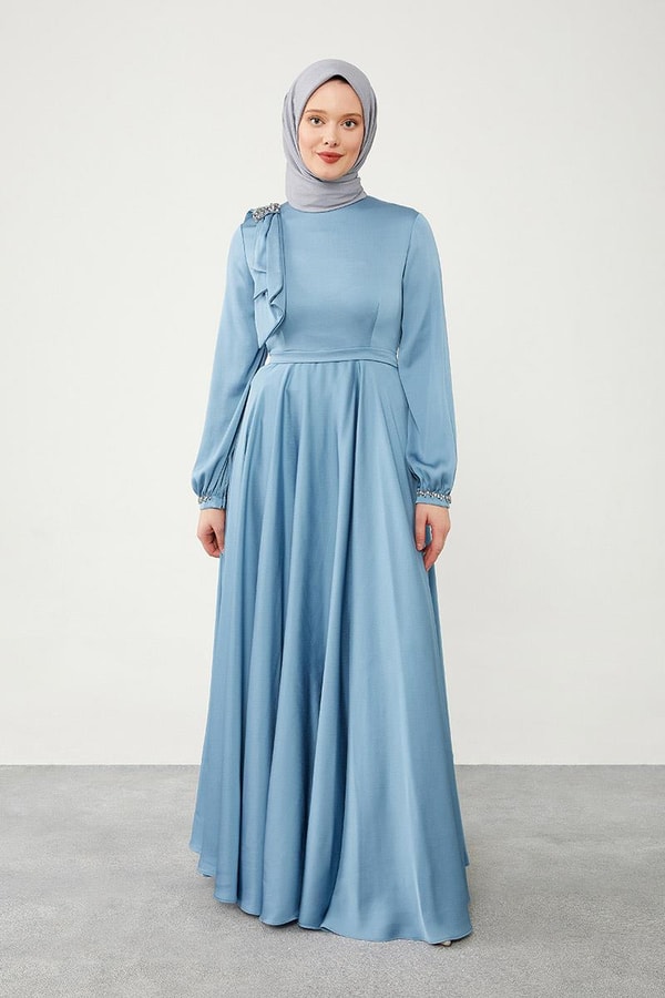 LevidorLevidor Mavi Omuz Detaylı Elbise