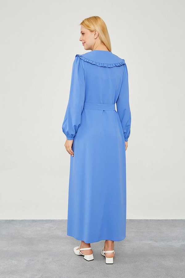 LevidorLevidor Mavi Yakası Fırfır Detaylı Elbise