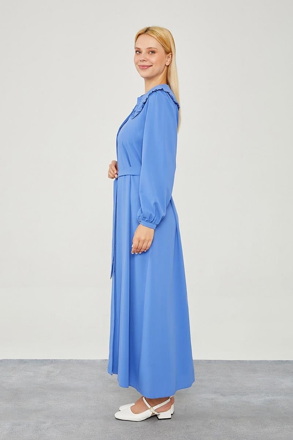 LevidorLevidor Mavi Yakası Fırfır Detaylı Elbise