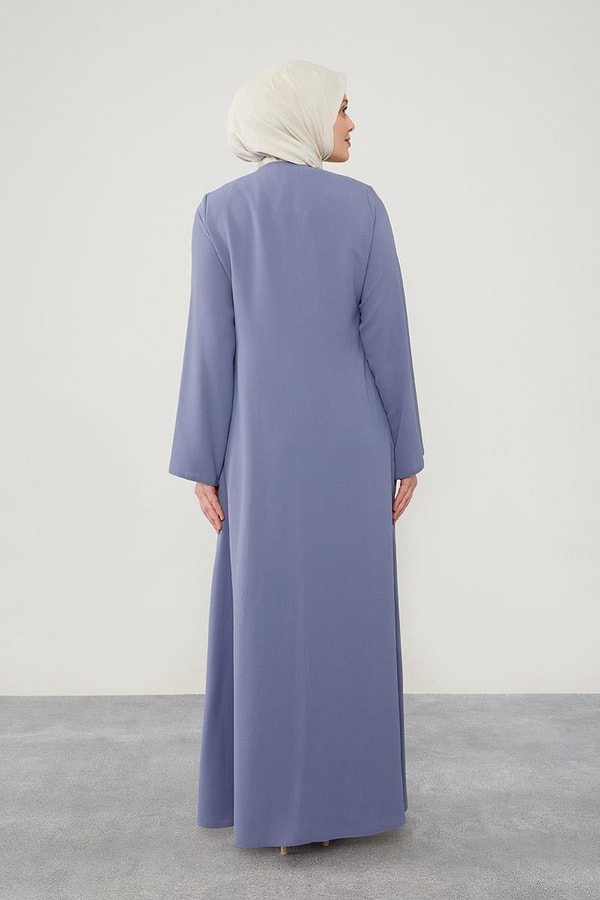 LevidorLevidor Mavi Yanları İp Bağlamalı Taş İşlemeli Ferace