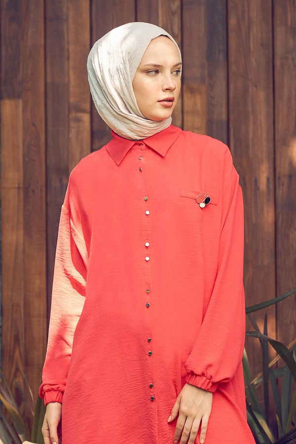 LevidorLevidor Mercan Cebi Broşlu Tunik