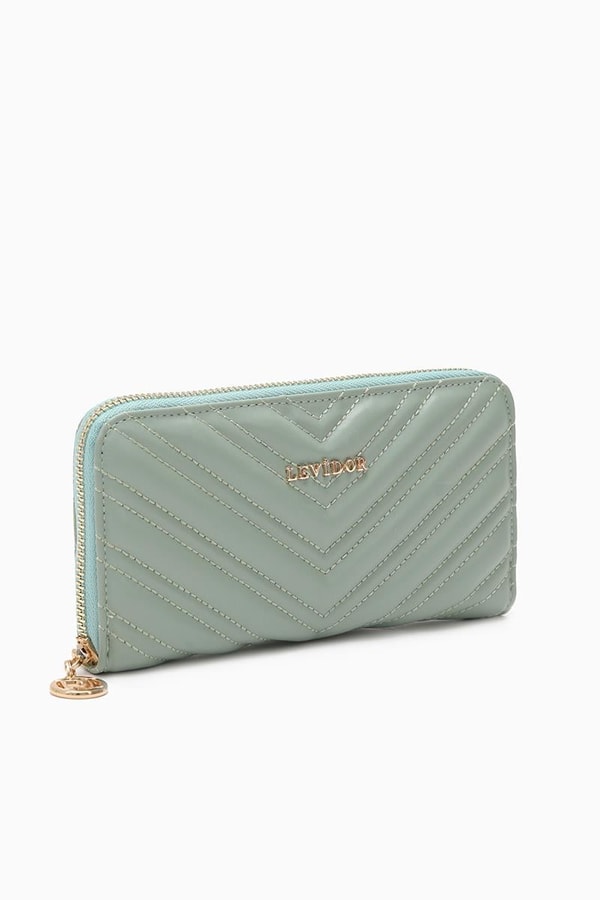 LevidorLevidor Mint Yeşili Çapraz Askılı Mini Kapitone Cüzdan