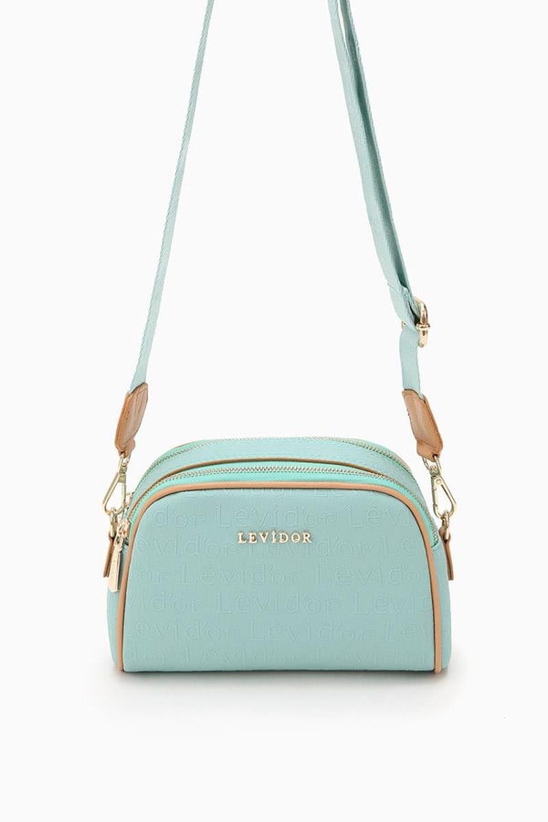 LevidorLevidor Mint Yeşili Çift Gözlü Para Cüzdanlı Omuz Çantası