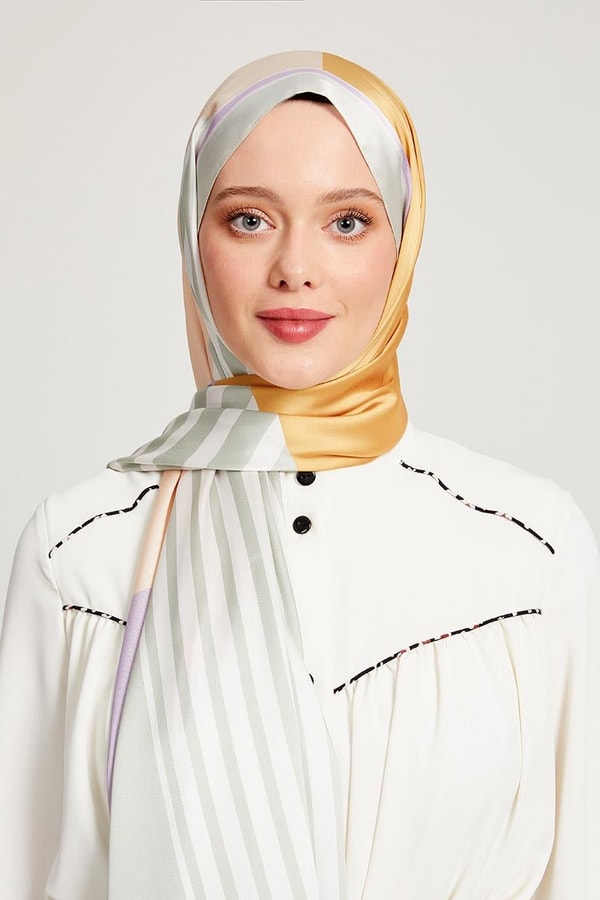 LevidorLevidor Mint Yeşili Çizgili Desen Angel Şal