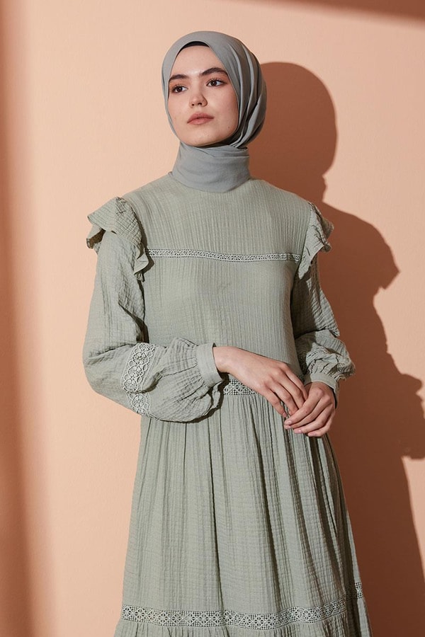 LevidorLevidor Mint Yeşili Dantelli Elbise