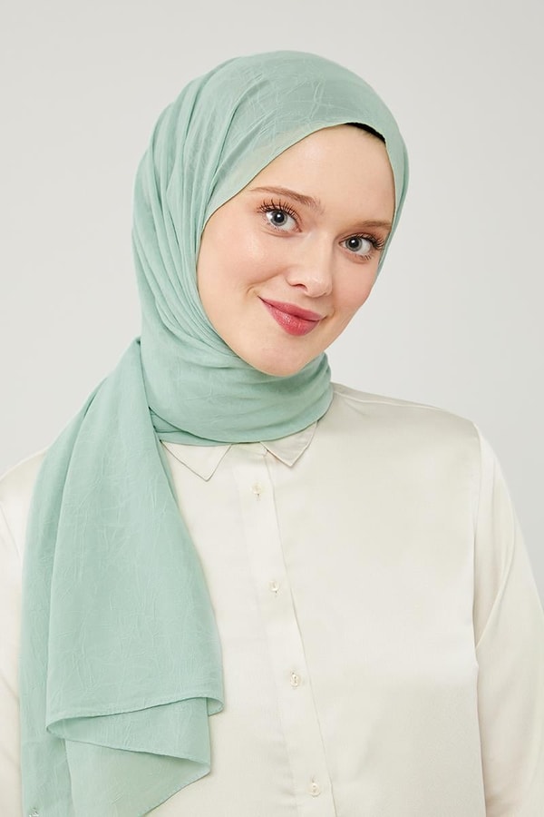 LevidorLevidor Mint Yeşili Düz Renk Frozen Krep Şal