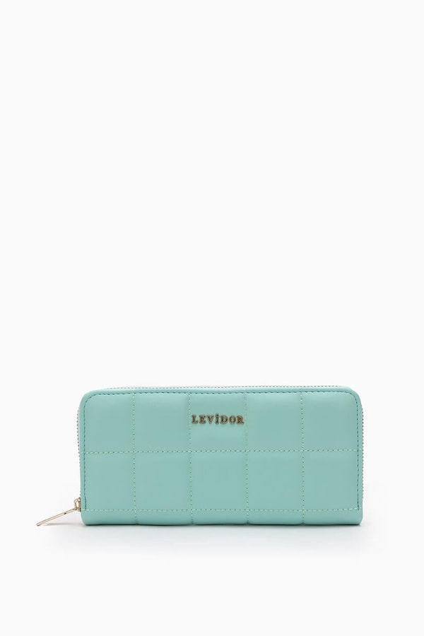 LevidorLevidor Mint Yeşili Ekose Dikiş Detaylı Cüzdan