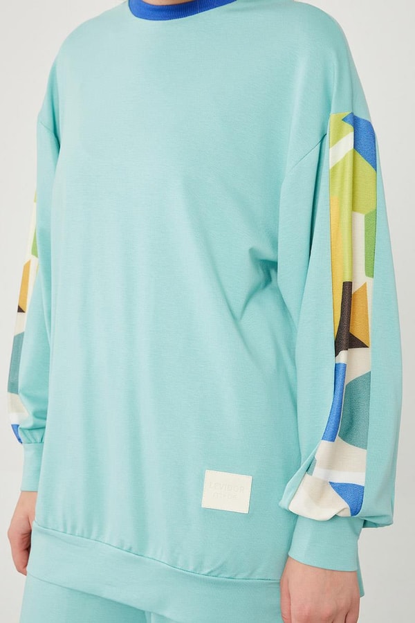 LevidorLevidor Mint Yeşili Geometrik Desenli Spor Takım