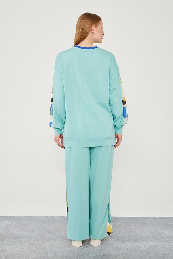 LevidorLevidor Mint Yeşili Geometrik Desenli Spor Takım