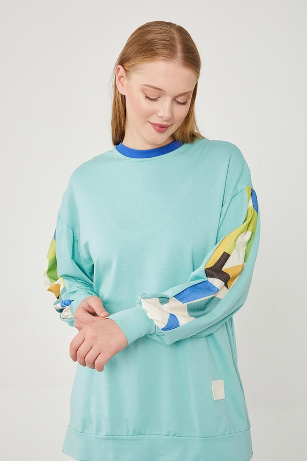 LevidorLevidor Mint Yeşili Geometrik Desenli Spor Takım