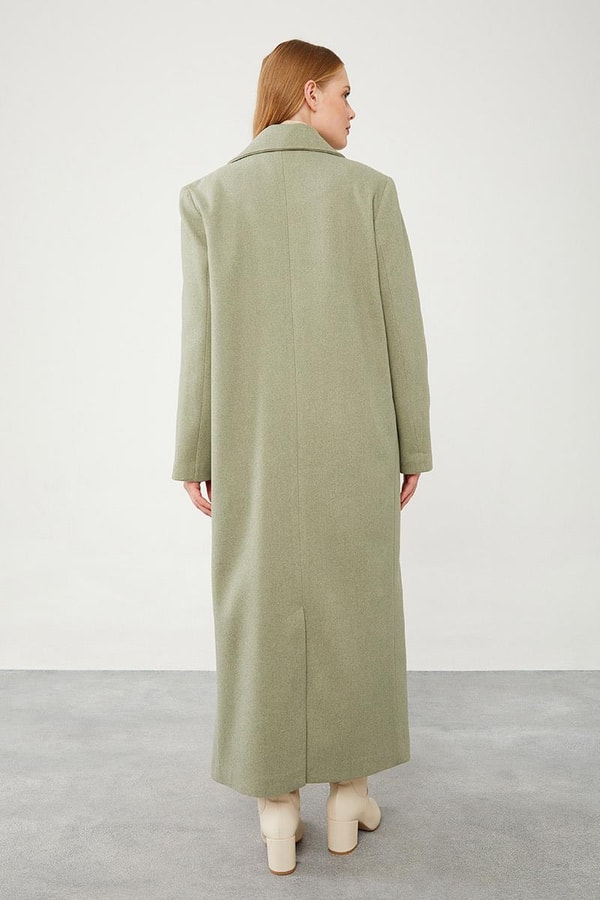 LevidorLevidor Mint Yeşili Uzun Kaşe Kaban