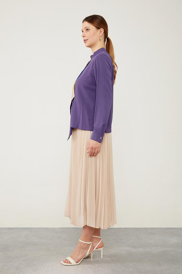 LevidorLevidor Mor Balon Desen Şifon Bluz