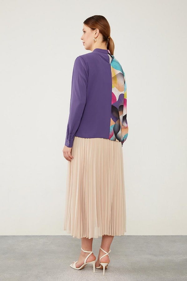 LevidorLevidor Mor Balon Desen Şifon Bluz