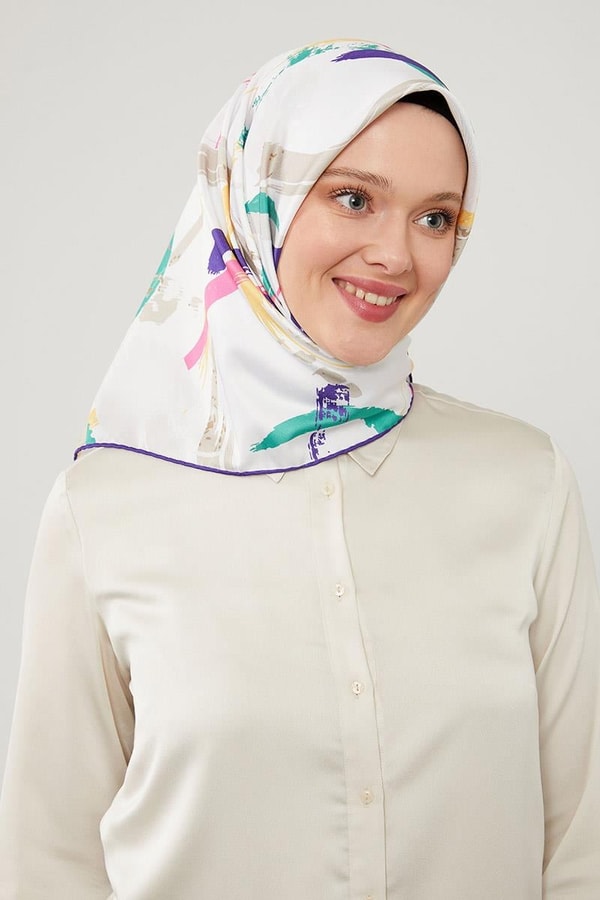 LevidorLevidor Mor Boya Desen Twill Eşarp