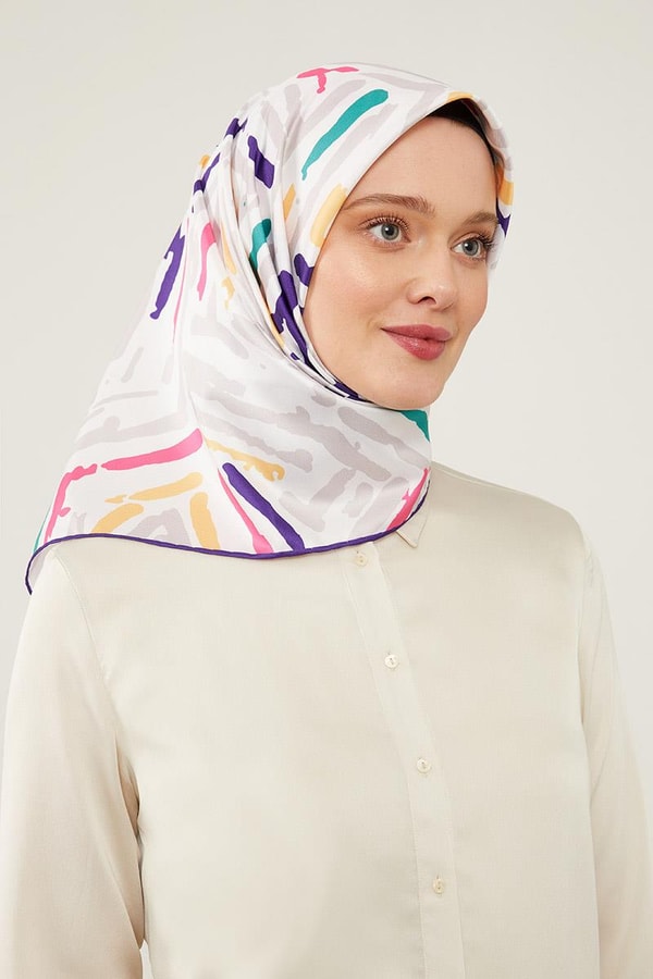 LevidorLevidor Mor Fırça Desen Twill Eşarp