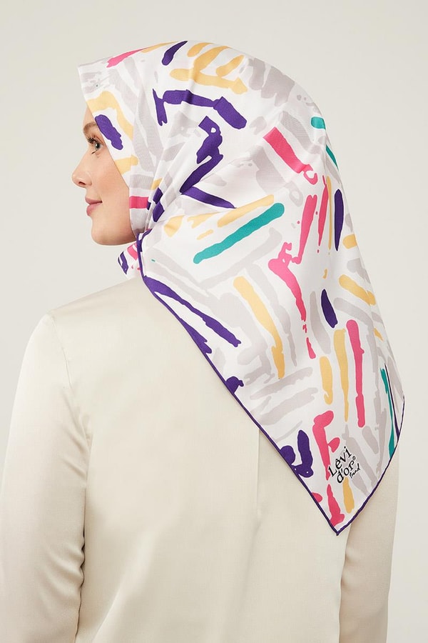 LevidorLevidor Mor Fırça Desen Twill Eşarp
