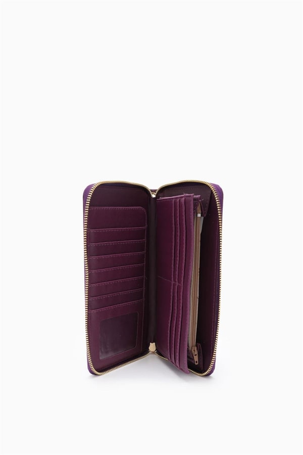LevidorLevidor Mor Monogram Baskılı Çok İşlevli Cüzdan