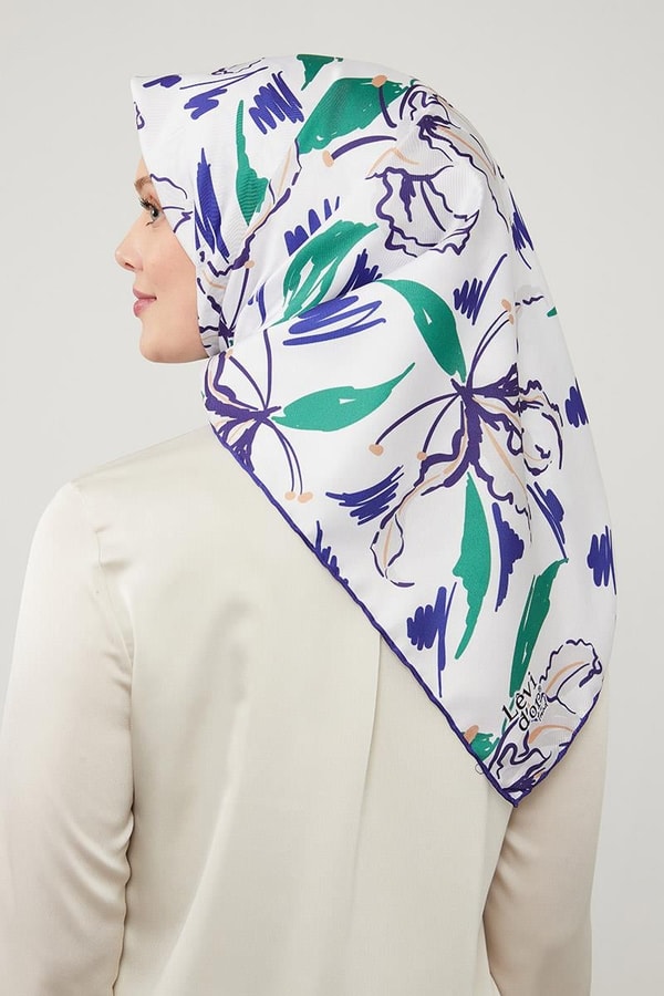 LevidorLevidor Mor Yaprak Desen Twill Eşarp