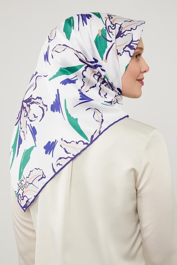 LevidorLevidor Mor Yaprak Desen Twill Eşarp