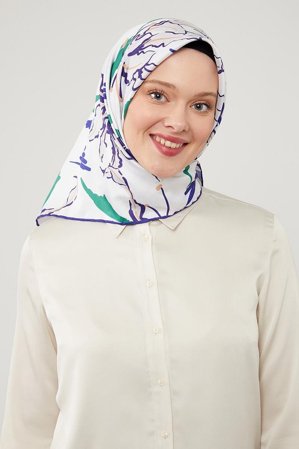 LevidorLevidor Mor Yaprak Desen Twill Eşarp