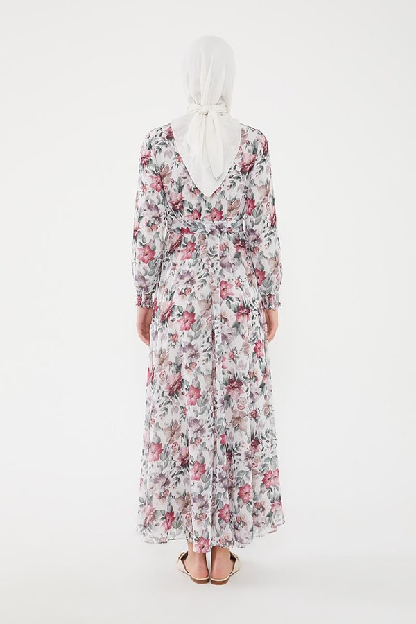 LevidorLevidor Mürdüm Çiçek desen şifon elbise