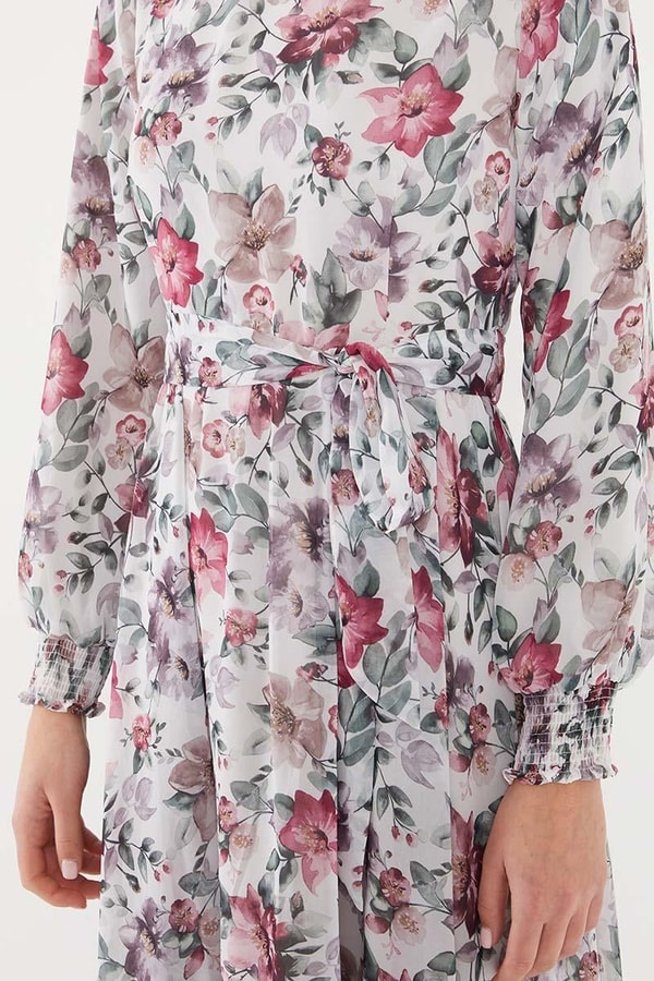 LevidorLevidor Mürdüm Çiçek desen şifon elbise