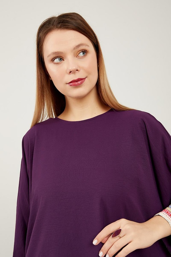 LevidorLevidor Mürdüm Dantel Detaylı Tunik