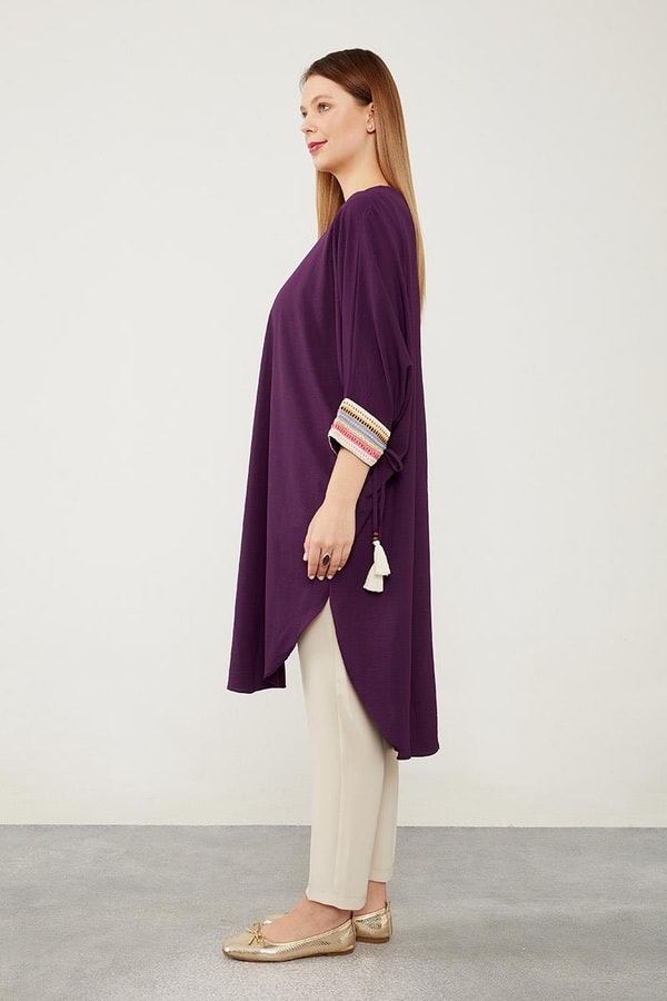 LevidorLevidor Mürdüm Dantel Detaylı Tunik