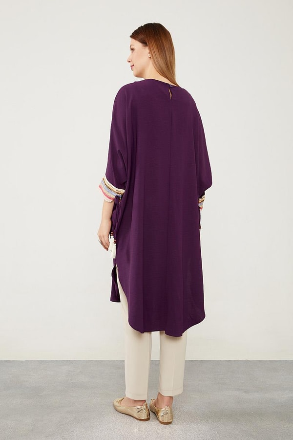 LevidorLevidor Mürdüm Dantel Detaylı Tunik