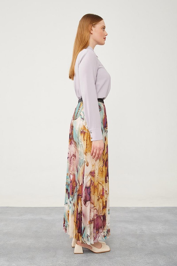 LevidorLevidor Mürdüm Mermer Desen Şifon Etek